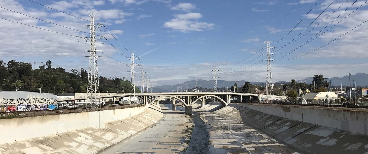 LA River view from N. Main Street towards north
